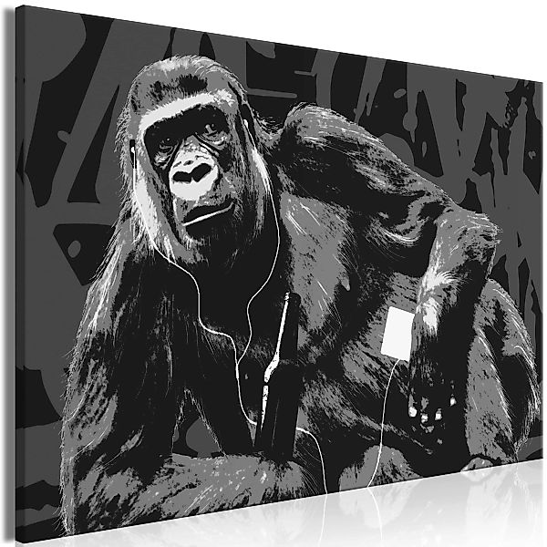 Wandbild - Pop Art Monkey (1 Part) Narrow Grey günstig online kaufen