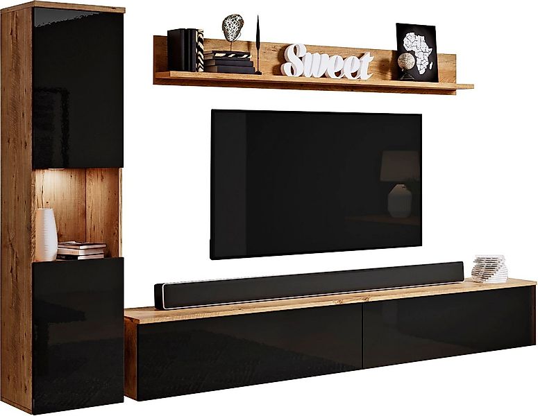 INOSIGN Wohnwand PARIS, Vitrine Türanschlag links/rechts wechselbar, (Kompl günstig online kaufen