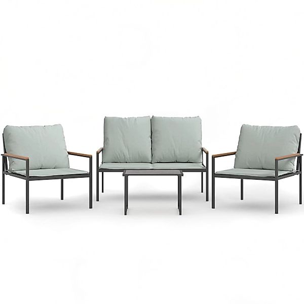 vidaXL 4-Tlg Garten-Lounge-Set mit Kissen Anthrazit Stahl 3188016 günstig online kaufen