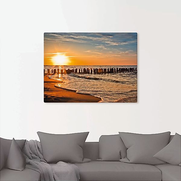 Artland Wandbild "Schöner Sonnenuntergang am Strand", Strand, (1 St.), als günstig online kaufen