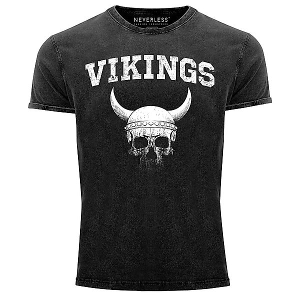 Neverless Print-Shirt Herren Vintage Shirt Wikinger-Helm günstig online kaufen