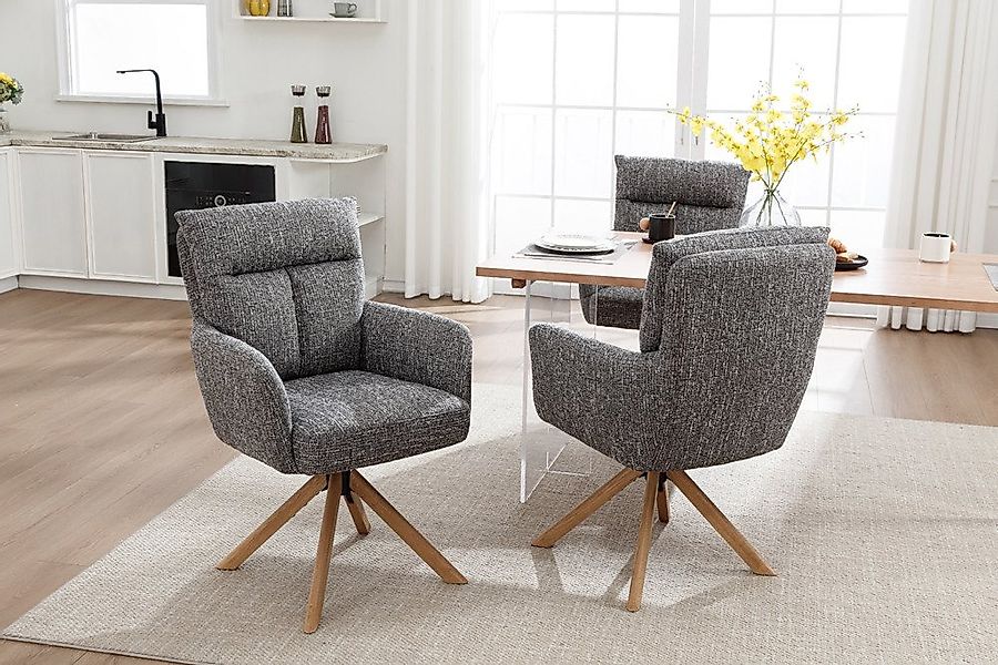 riess-ambiente Polsterstuhl BIG GEORGE grau/natur - Strukturstoff, Eichenho günstig online kaufen