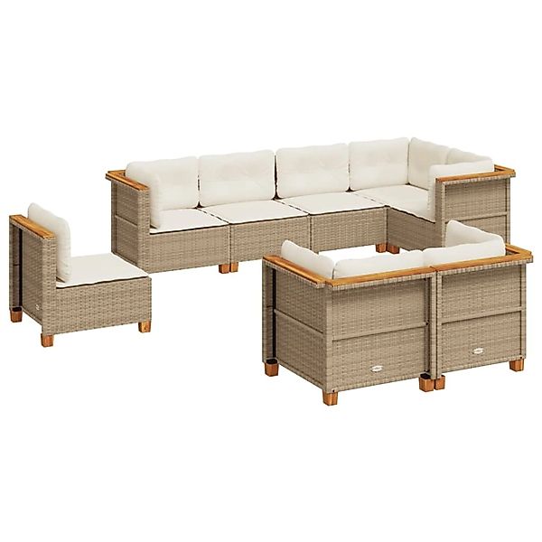 vidaXL 8-Tlg Garten-Sofagarnitur mit Kissen Beige Poly Rattan 3261901 günstig online kaufen