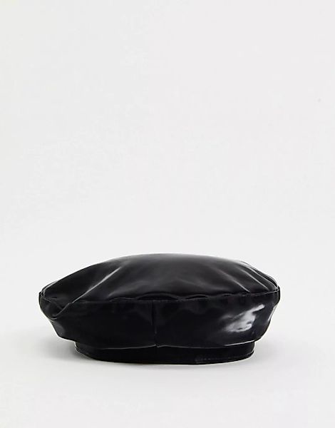 ASOS DESIGN – Schwarze Baskenmütze aus Vinyl günstig online kaufen