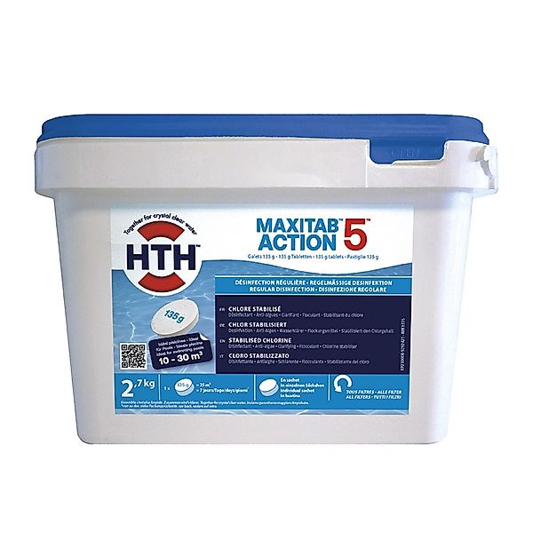 HTH 2,7 kg MaxiTab Action 5 Chlor Multifunktion 135g Tabletten Langsam Lösl günstig online kaufen