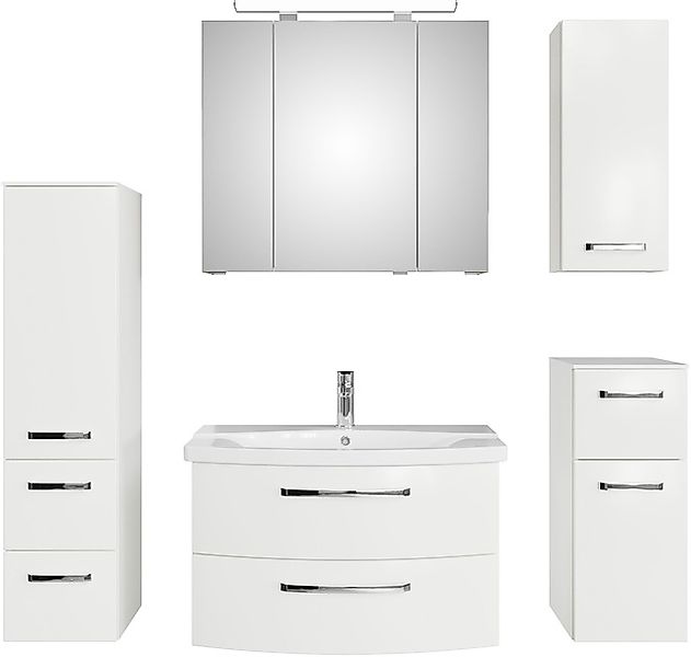 Saphir Badmöbel-Set »Serie 4010 5-teilig Keramik-Waschtisch mit LED-Spiegel günstig online kaufen