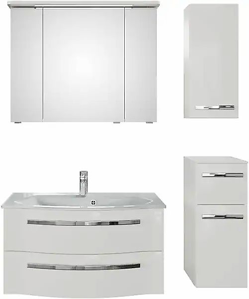 Saphir Badmöbel-Set »Serie 4005, vormontiert, Glaswaschbecken, Spiegelschra günstig online kaufen