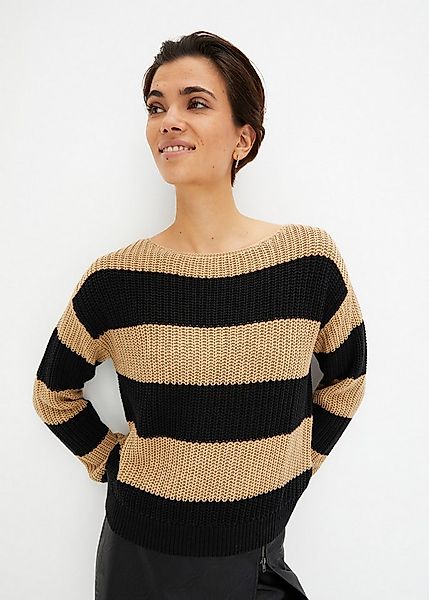 bonprix Strickpullover aus Baumwolle und Polyacryl, mit U-Boot Ausschnitt günstig online kaufen