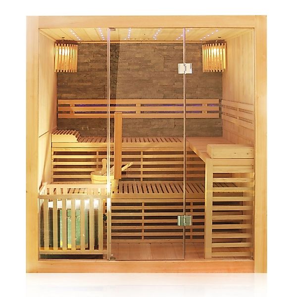 Dewello Sauna SARNIA PLUS 180 Finnische Sauna, bis zu 4 Personen, Ofen Harv günstig online kaufen