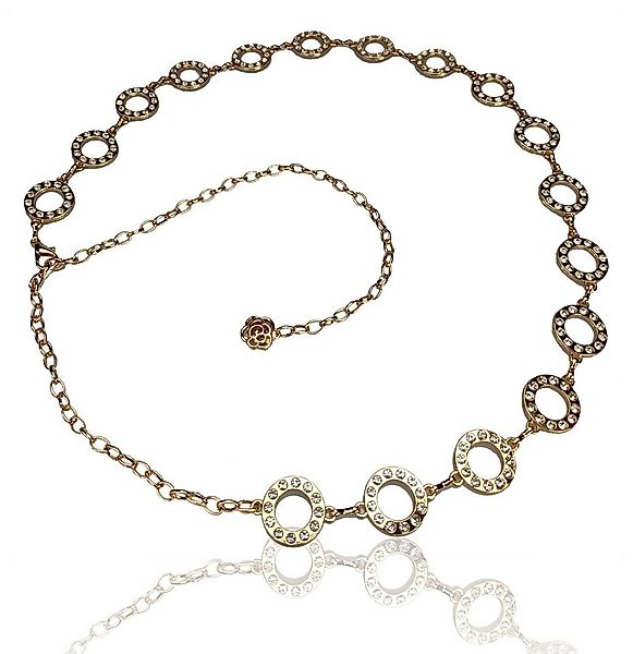 FRONHOFER Kettengürtel 18708 (1-St) Goldener Gürtel, 2,5 cm breit, Strass K günstig online kaufen