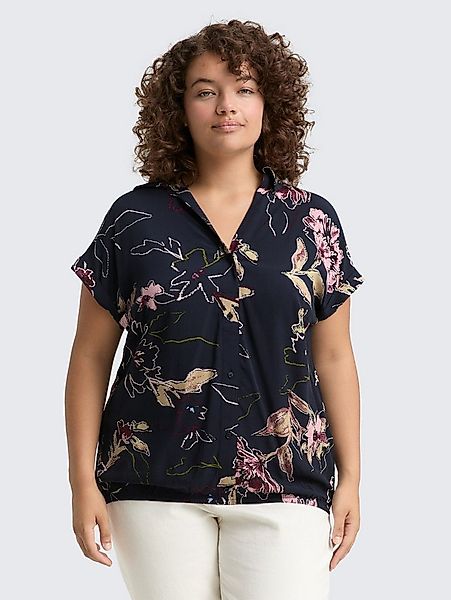 TOM TAILOR PLUS Kurzarmbluse Blusen & Shirts Plus Size - Bluse mit Blumenmu günstig online kaufen