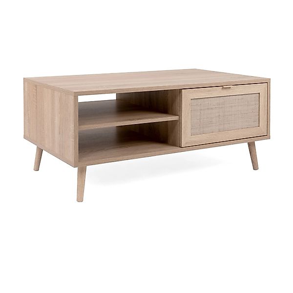 Furn.Design Couchtisch Eiche Sonoma mit Bast-Dekor 100 cm mit Ablage Scandi günstig online kaufen