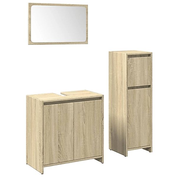 vidaXL 3-Tlg Badmöbel-Set Sonoma-Eiche Holzwerkstoff 3324973 günstig online kaufen