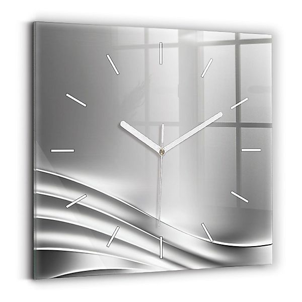 Tulup Wanduhr Rechteckige Glasuhr Silber Abstraktion günstig online kaufen