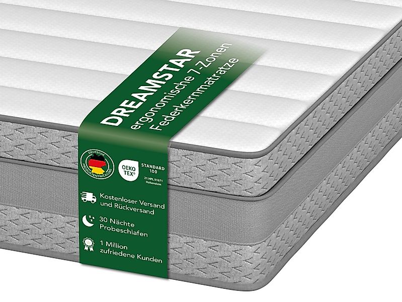 Taschenfederkernmatratze Comfort, ergonomische 7-Zonen Federkernmatratze 90 günstig online kaufen