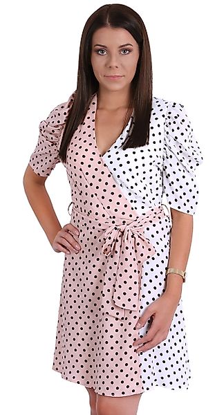 Sarcia.eu Minikleid Weiß-pinkes Minikleid Sommerkleid getupft günstig online kaufen