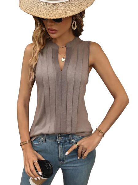 DEBAIJIA Kurzweste Damen Tank Top Plissee günstig online kaufen