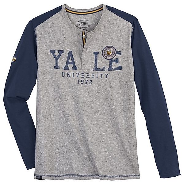 redfield Rundhalsshirt Große Größen Longsleeve Knopfleiste YALE denimblau/g günstig online kaufen