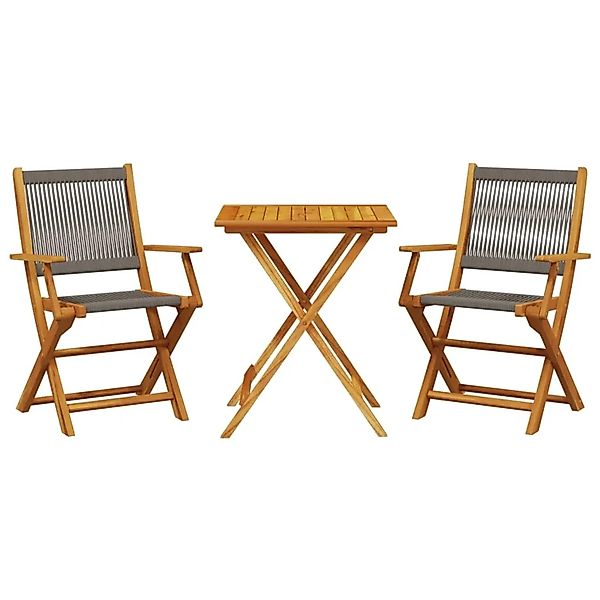 vidaXL 3-tlg Bistro-Set Grau Polypropylen und Massivholz Modell 8 günstig online kaufen