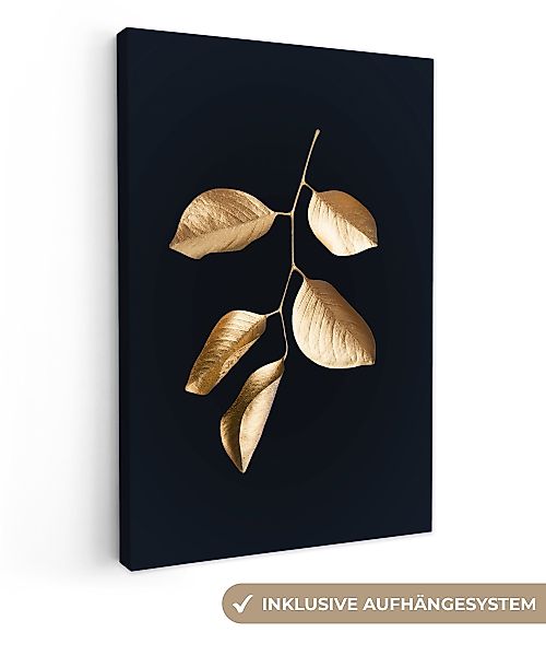 OneMillionCanvasses® Leinwandbild Blätter - Schwarz und günstig online kaufen