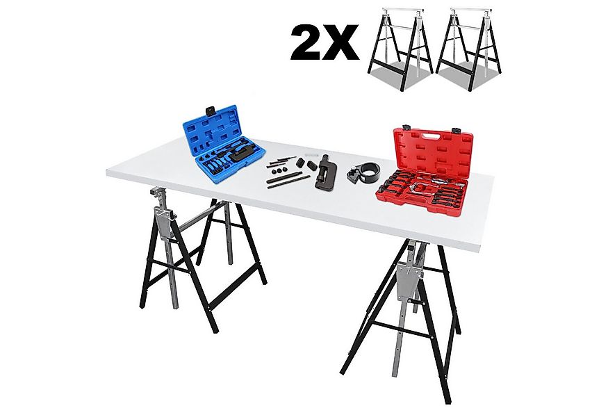 Clanmacy Klappbock Gerüstbock, Werkbank, Unterstellbock, verzinkt, Teleskop günstig online kaufen