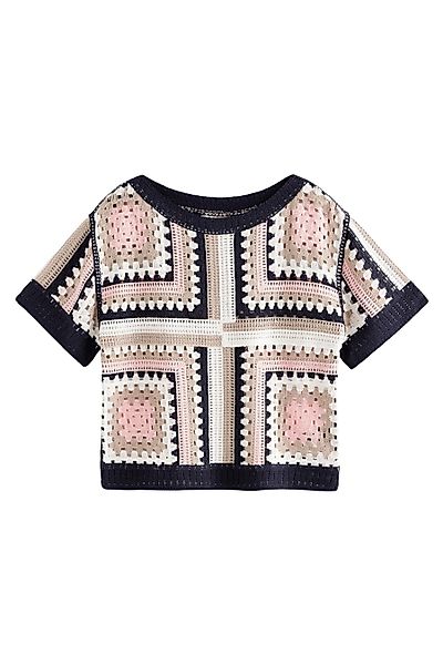 Next Kurzarmpullover T-Shirt mit gehäkeltem Ausschnitt günstig online kaufen