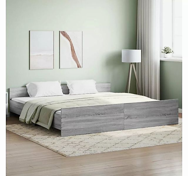 furnicato Bett Bettgestell mit Kopf- und Fußteil Grau Sonoma 180x200 cm günstig online kaufen