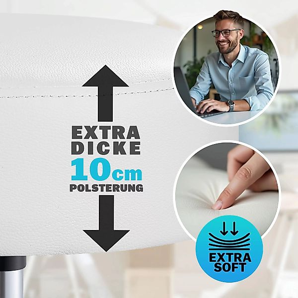 Rollhocker Weiß 360° drehbar mit Rückenlehne günstig online kaufen