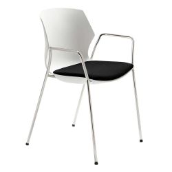 Küchenstuhl in Weiß Chromfarben und Schwarz Made in Germany günstig online kaufen