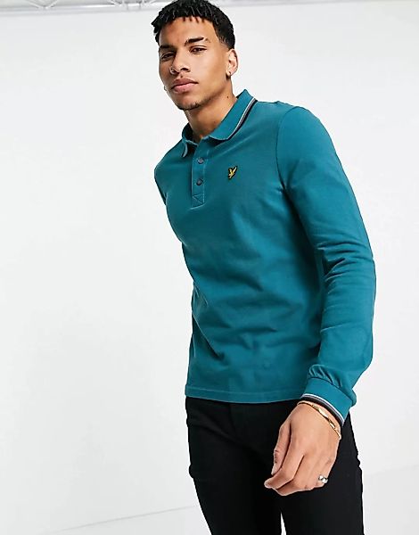 Lyle & Scott – Langärmliges Polohemd mit Streifendetails-Blau günstig online kaufen
