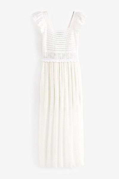 Next Sommerkleid Kleid mit gehäkelten Trompetenärmeln günstig online kaufen