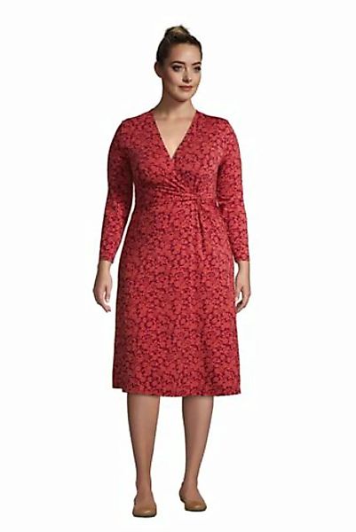 Gemustertes Jersey-Wickelkleid mit 3/4-Ärmeln in großen Größen, Damen, Größ günstig online kaufen