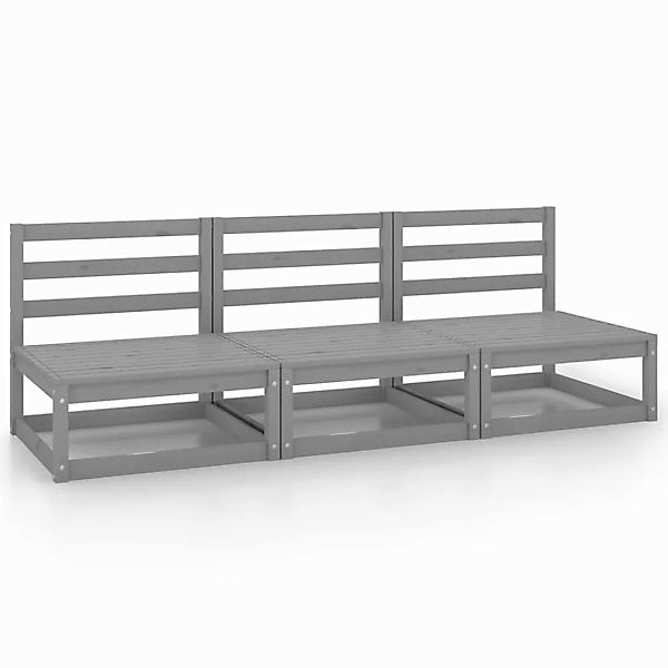 Garten-mittelsofas 3 Stk. Grau Kiefer Massivholz günstig online kaufen