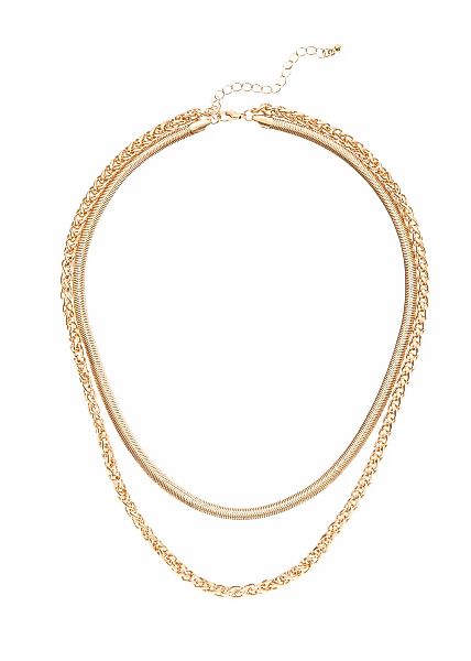 LASCANA Collier "Layerkette", 2 reihige Halskette, Schlangenkette und Zopfk günstig online kaufen