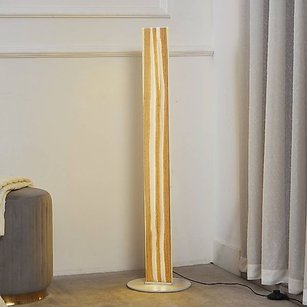 Lucande LED-Stehleuchte Silja, 101 cm, Holz, Harz, 3000K günstig online kaufen