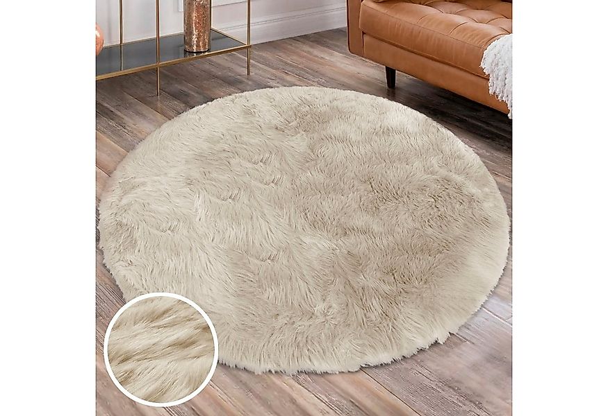 my home Hochflor-Teppich Valeria Fellteppich kuschelig, rund, Höhe: 60 mm, günstig online kaufen