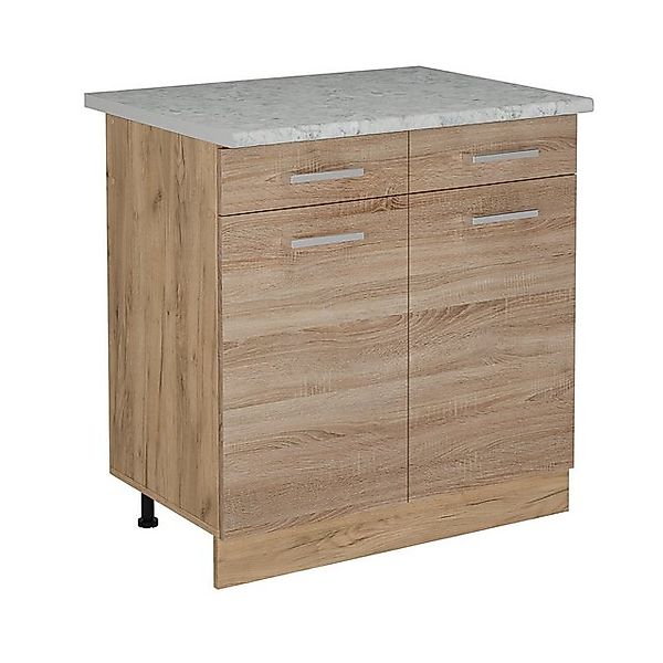 Vicco Unterschrank R-Line, Sonoma/Goldkraft Eiche, 80 cm AP Marmor günstig online kaufen