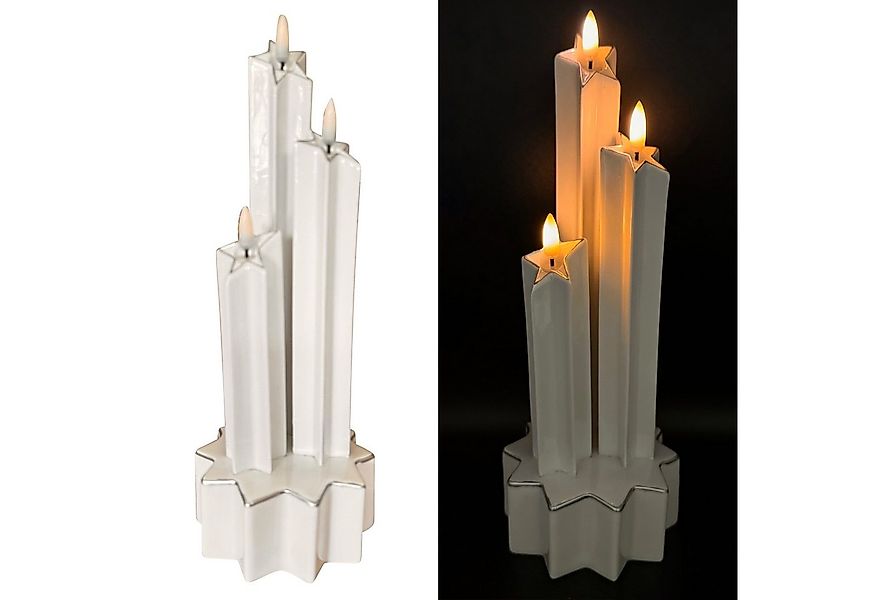 Online-Fuchs LED-Kerze 3 LED-Kerzen zusammen in Sternform aus Keramik gefer günstig online kaufen
