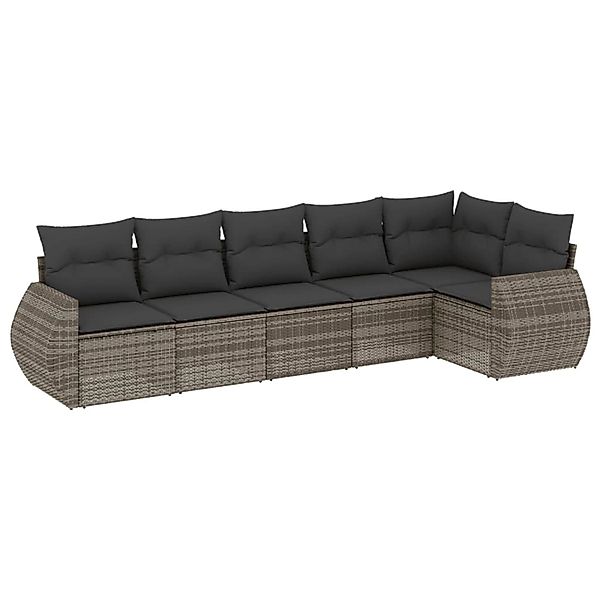 vidaXL 6-Tlg Garten-Sofagarnitur mit Kissen Grau Poly Rattan 3221389 günstig online kaufen