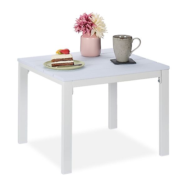 relaxdays Gartentisch Beistelltisch Balkon, Weiß günstig online kaufen