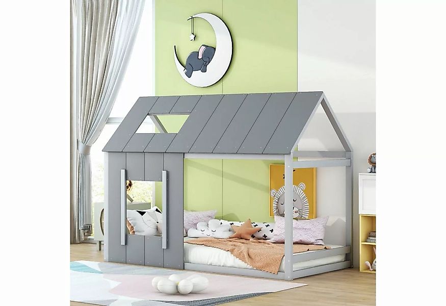OKWISH Kinderbett 90 x 200 cm, Holzbett Hausbett Einzelbett (Kinderbett in günstig online kaufen