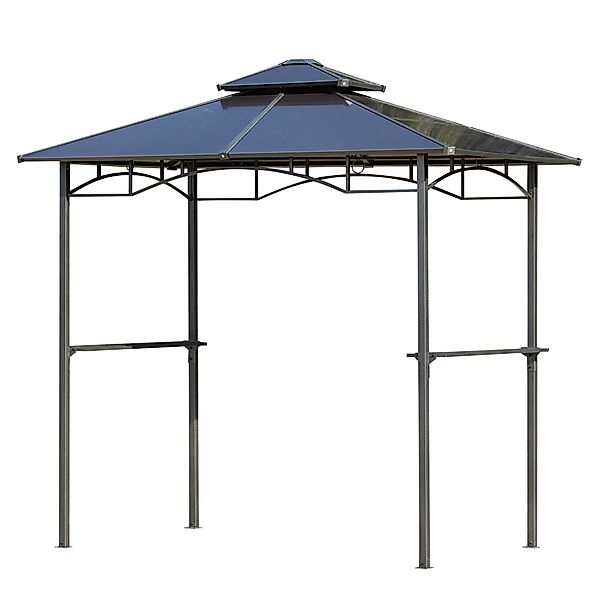 Outsunny Gartenpavillon 2,4 x 1,5 m - Grillabdeckung - Steakhouse 2 Seiteng günstig online kaufen