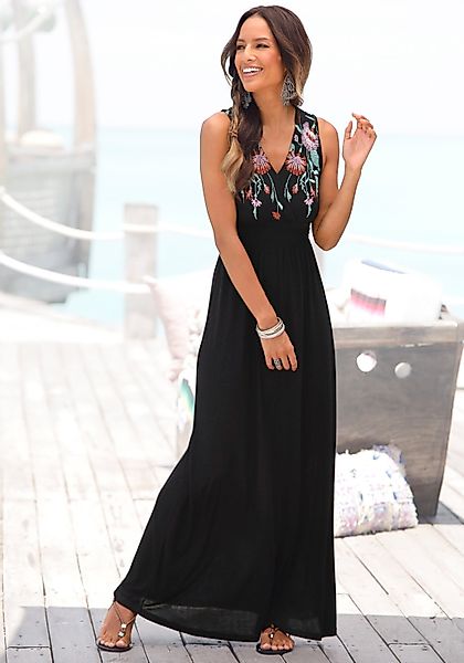 Buffalo Maxikleid, mit Druck am Vorderteil und Bindeband hinten, Sommerklei günstig online kaufen
