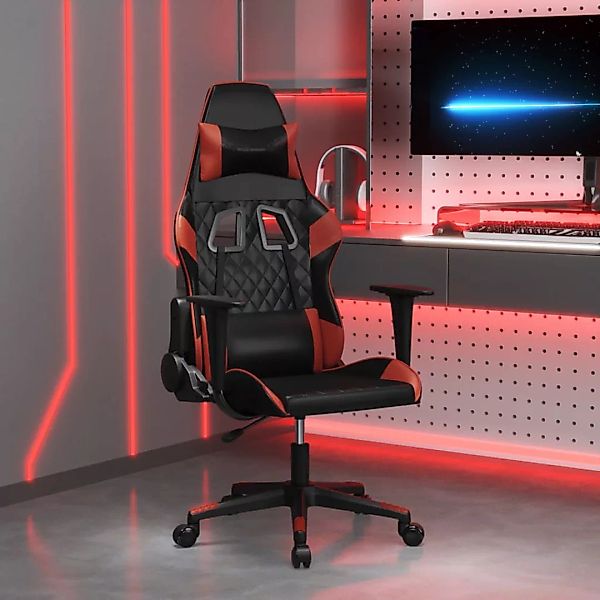 Vidaxl Gaming-stuhl Mit Massagefunktion Schwarz Und Weinrot Kunstleder günstig online kaufen