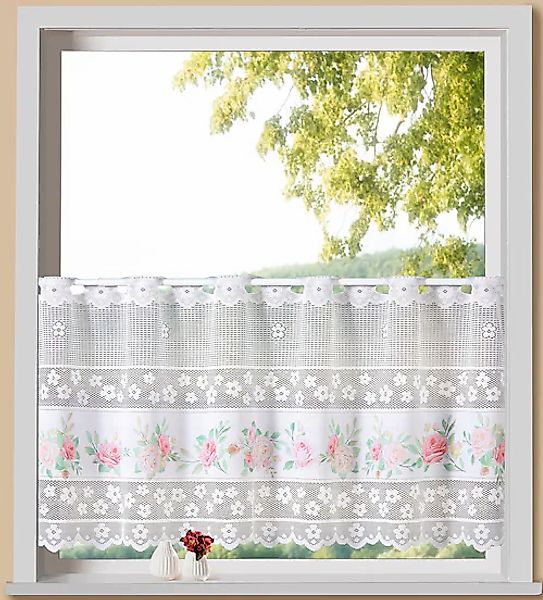 Weckbrodt Scheibengardine »Rosen«, (1 St.), Bistro, Jacquard, floral, Bordü günstig online kaufen