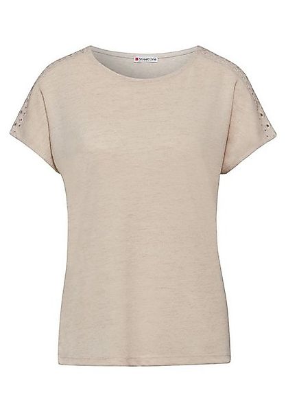 STREET ONE T-Shirt - Leinen-Optik, Stickerei günstig online kaufen