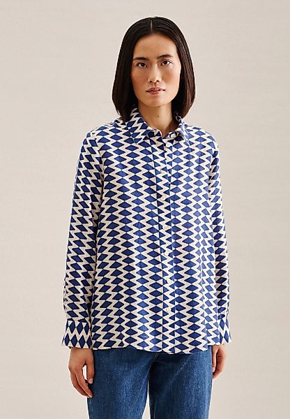 seidensticker Hemdbluse "Schwarze Rose", Langarm Kragen Geometrische Muster günstig online kaufen