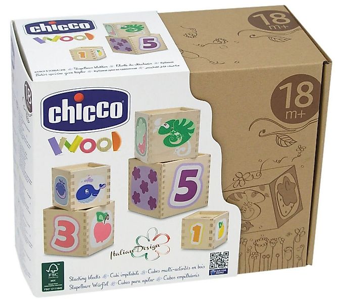 Chicco Lernspielzeug chicco Stapelspiel aus Holz Motorik Zahlen Farben Tier günstig online kaufen
