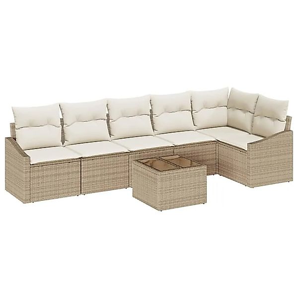 vidaXL Garten Essgruppe mit Kissen mit Speicher 7-Tlg Beige und Creme 33554 günstig online kaufen