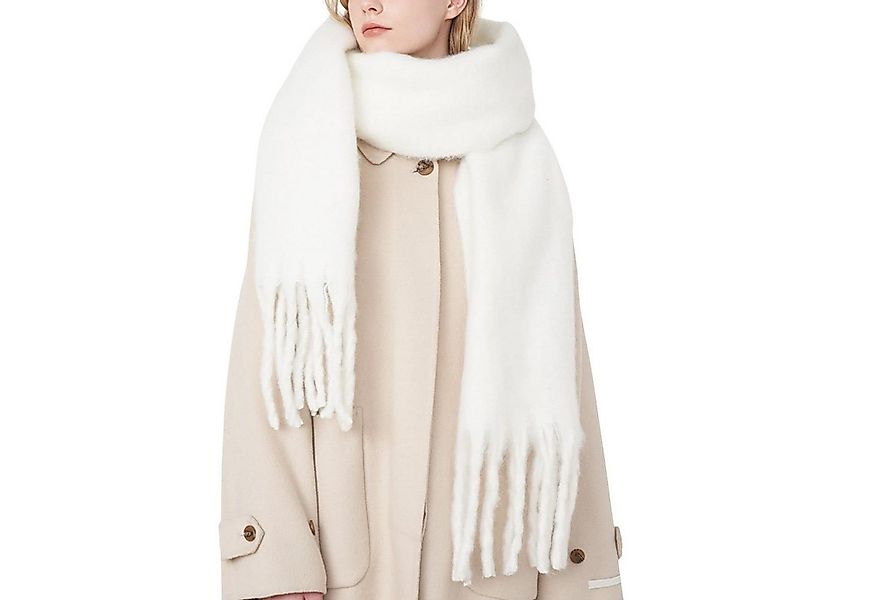 Coonoor Modeschal Damen Warm Herbst Winter unifarben mit quasten, Einfarbig günstig online kaufen